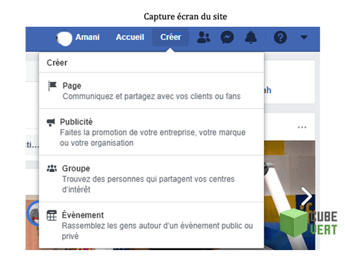 Ouvrir une page Facebook