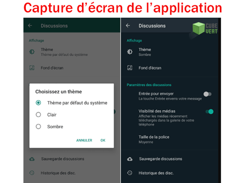 Activer le mode sombre whatsapp android